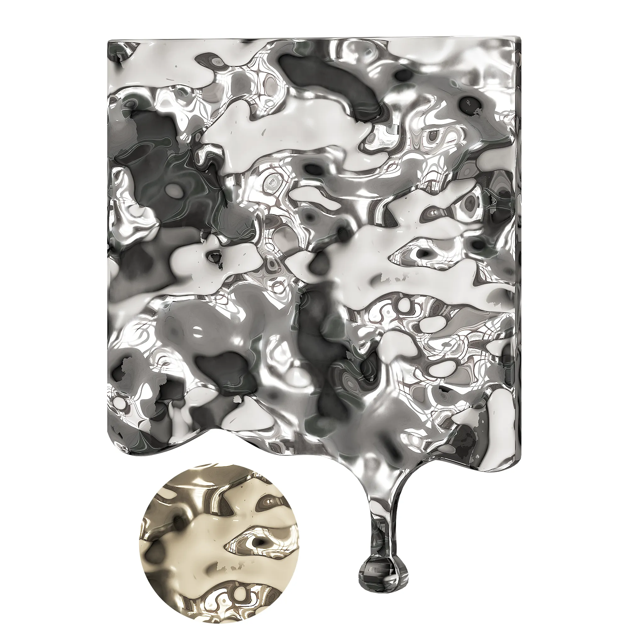 Wall panel with chrome drops 3D Model .c4d .max .obj .3ds .fbx .stl .blend 