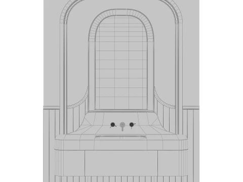 Art Deco - hanging vanity with sink 3D Model