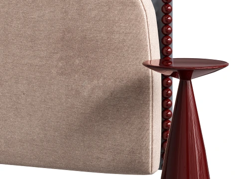 Arched headboard with bird print and tables 3D Model