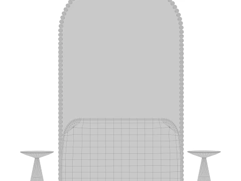 Arched headboard with bird print and tables 3D Model