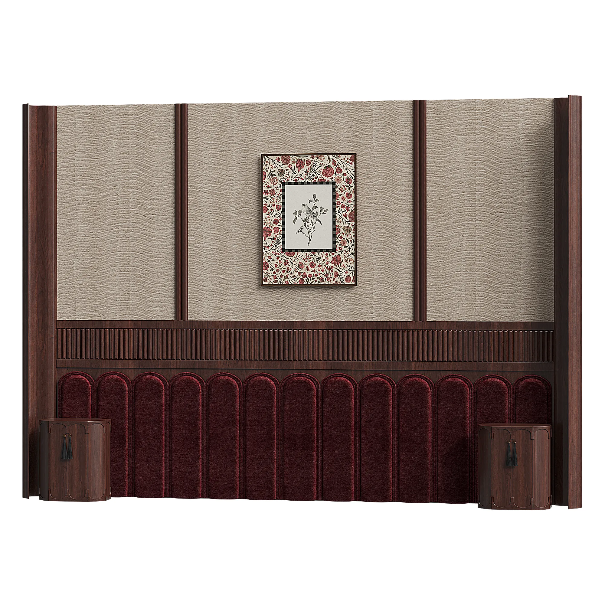 Eastern Pavilion Headboard 3D Model .c4d .max .obj .3ds .fbx .stl .blend 