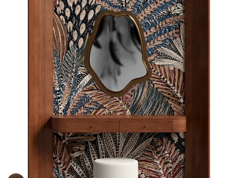 Dressing table with a tropical panel and a bionic mirror 3D Модель