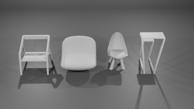 No material chairs set 3D 模型 .c4d .max .obj .3ds .fbx .stl .blend 