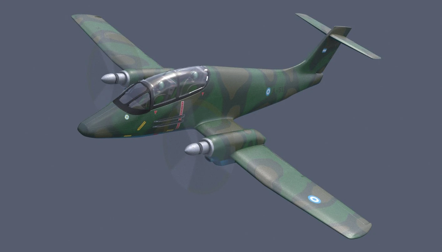 Avion IA-58 Pucara 3D Print Model .c4d .max .obj .3ds .fbx .stl .blend