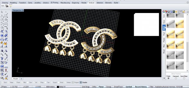 Chanel Logo Pendant 3D Print Model in Pendants 3DExport