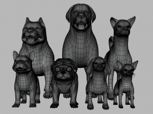 7 Dog Pack BaseMesh 3Dモデル