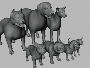 7 Dog Pack BaseMesh 3Dモデル