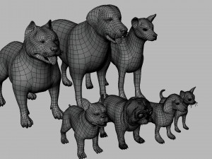 7 Dog Pack BaseMesh 3Dモデル