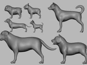 7 Dog Pack BaseMesh 3Dモデル