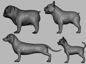 7 Dog Pack BaseMesh 3Dモデル