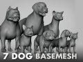 7 Dog Pack BaseMesh 3D Model