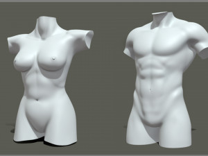 Torso Male Female BaseMesh - Topology UV Map Modelo 3D