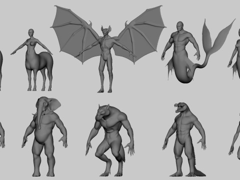 10 Mythical Creatures 3D Model
