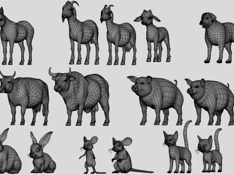 19 Domestic Animal 3D Model
