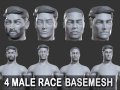 4 Male Races - Topology UV map 3D Model