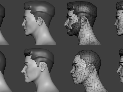 4 Male Races - Topology UV map 3D Model