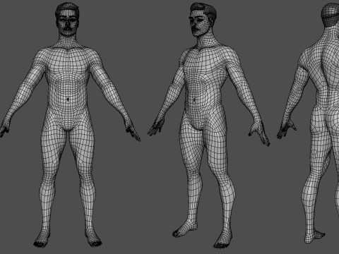 4 Male Races - Topology UV map 3D Model