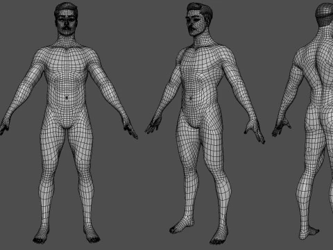 4 Male Races - Topology UV map 3D Model