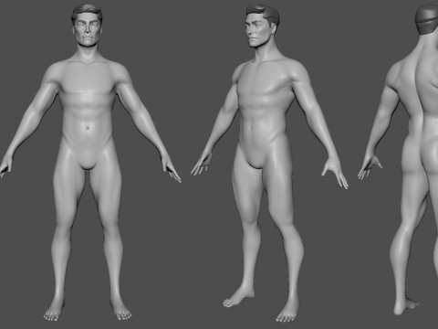 4 Male Races - Topology UV map 3D Model