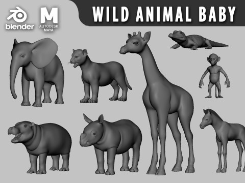 Wild Animal Baby - Topology UV Map 3D Model