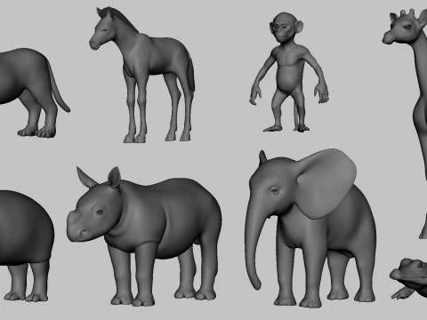 Beb&eacute; animal salvaje - Topolog&iacute;a Mapa UV Modelo 3D