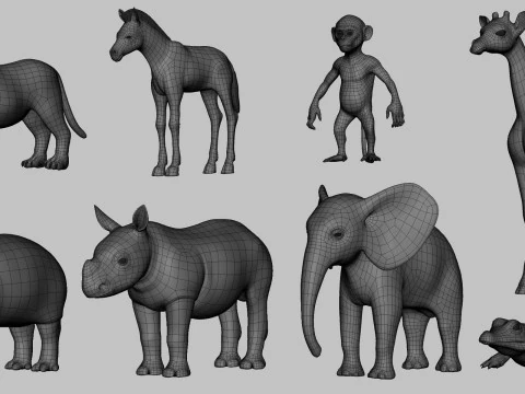 Beb&eacute; animal salvaje - Topolog&iacute;a Mapa UV Modelo 3D