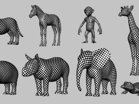Beb&eacute; animal salvaje - Topolog&iacute;a Mapa UV Modelo 3D