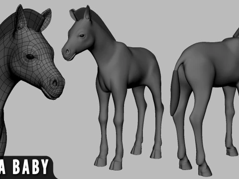 Beb&eacute; animal salvaje - Topolog&iacute;a Mapa UV Modelo 3D