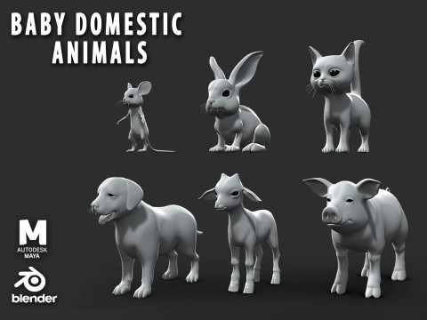Baby Animals Domestic - Topology UV Map 3D-Modell