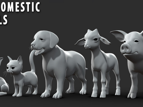 Baby Animals Domestic - Topology UV Map 3D 模型