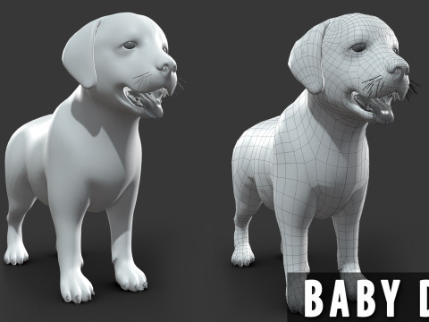 Baby Animals Domestic - Topology UV Map 3D 模型