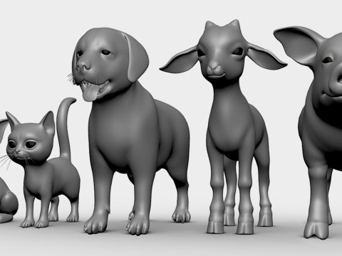 Baby Animals Domestic - Topology UV Map 3D 模型