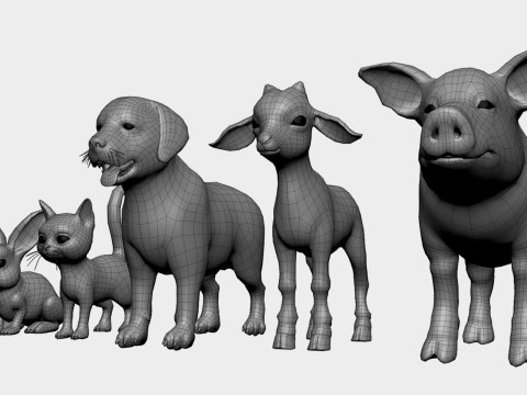 Baby Animals Domestic - Topology UV Map 3D 模型
