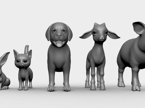 Baby Animals Domestic - Topology UV Map 3D 模型
