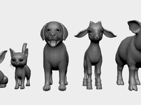 Baby Animals Domestic - Topology UV Map 3D 模型