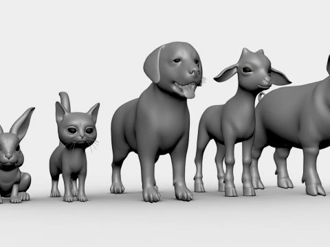 Baby Animals Domestic - Topology UV Map 3D Model