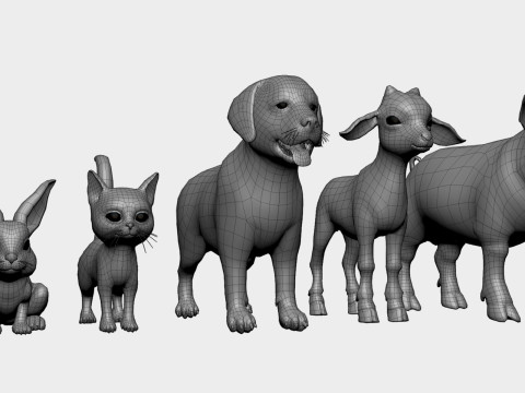 Baby Animals Domestic - Topology UV Map 3D 模型