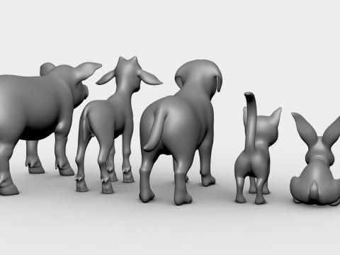 Baby Animals Domestic - Topology UV Map 3D 模型