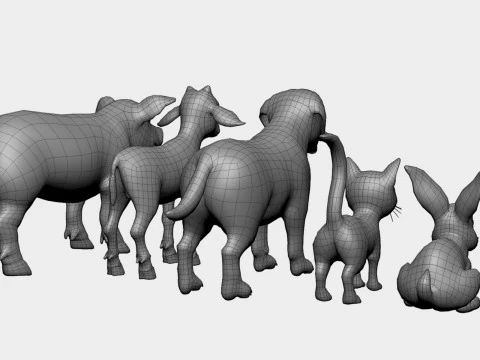 Baby Animals Domestic - Topology UV Map 3D Model