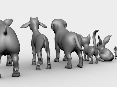 Baby Animals Domestic - Topology UV Map 3D 模型