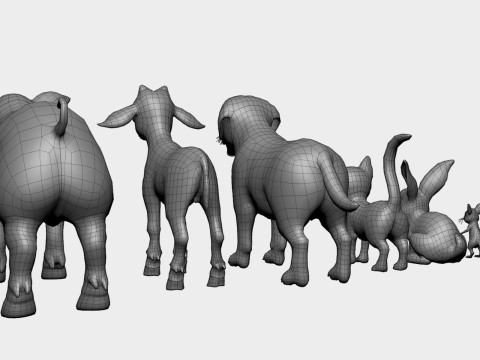Baby Animals Domestic - Topology UV Map 3D 模型