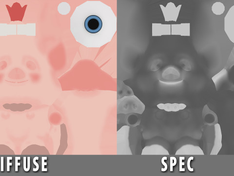 Cartoon Pig - Topology UV map Modèle 3D