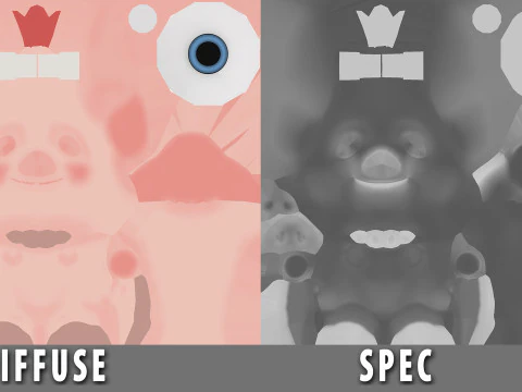 Cartoon Pig - Topology UV map 3D Model