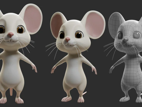 Cartoon Mouse - Topology UV map 3D Model