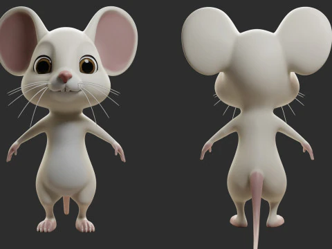 Cartoon Mouse - Topology UV map 3D Model