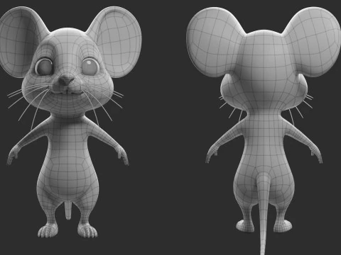 Cartoon Mouse - Topology UV map 3D Model