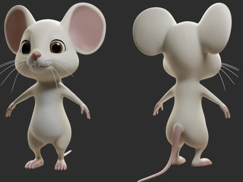 Cartoon Mouse - Topology UV map 3D Model