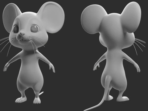 Cartoon Mouse - Topology UV map 3D Model