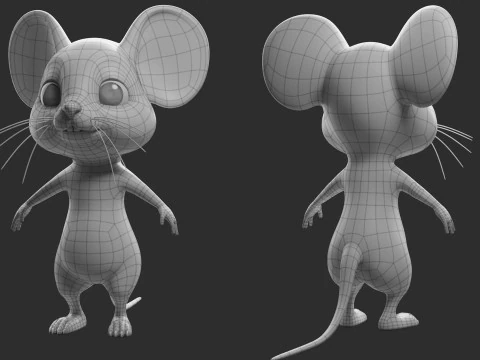 Cartoon Mouse - Topology UV map 3D Model