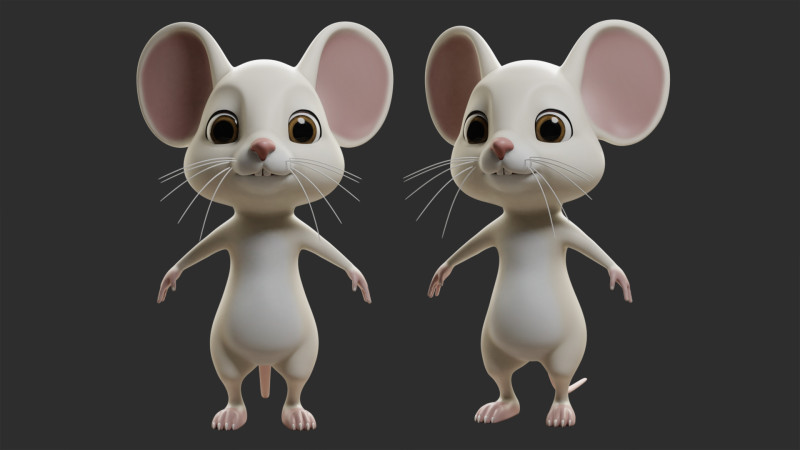 Toony Mouse - Topology UV map Modelo 3D .c4d .max .obj .3ds .fbx .stl .blend